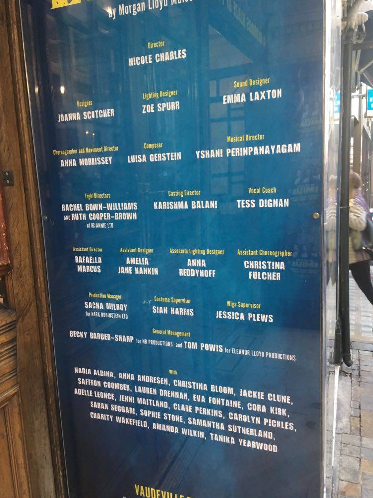 A crew list for Emilia, with female names listed for every role.